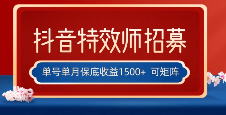 全网首发抖音特效师最新玩法，单号保底收益1500+，可多账号操作，每天操作十分钟【揭秘】-第二象限