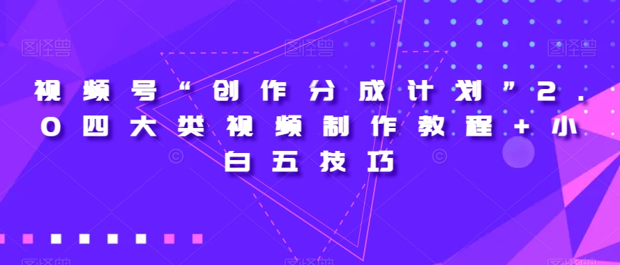 视频号“创作分成计划”2.0四大类视频制作教程+小白五技巧【揭秘】-第二象限