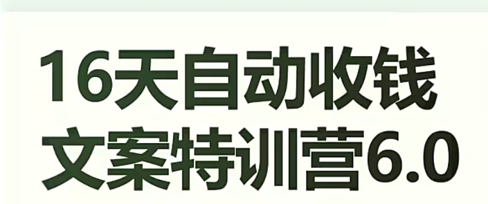 16天自动收钱文案特训营6.0，学会儿每天自动咔咔收钱-第二象限