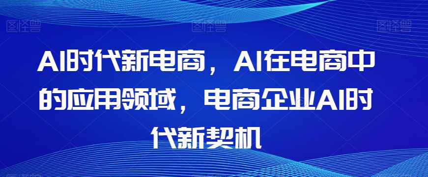 Al时代新电商，Al在电商中的应用领域，电商企业AI时代新契机-第二象限