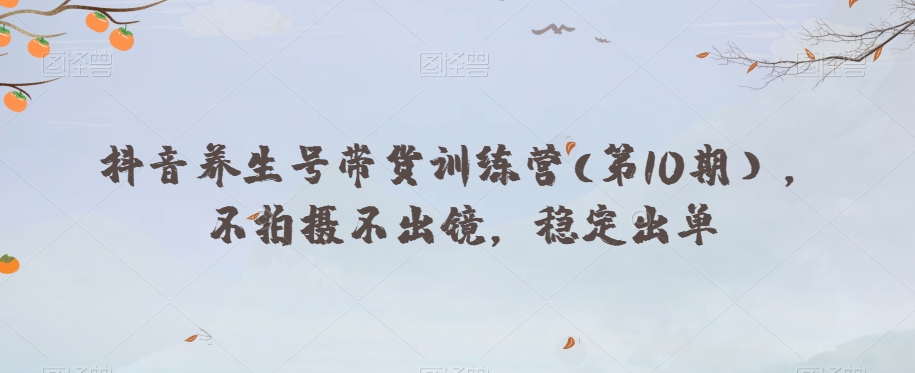 抖音养生号带货训练营(第10期），不拍摄不出镜，稳定出单-第二象限
