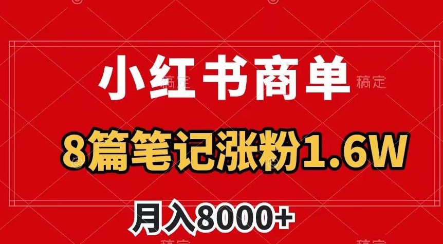 小红书商单最新玩法，8篇笔记涨粉1.6w，作品制作简单，月入8000+【揭秘】-第二象限
