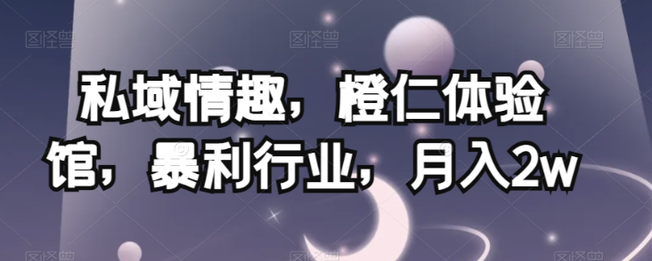 私域情趣，橙仁体验馆，暴利行业，月入2w【揭秘】-第二象限