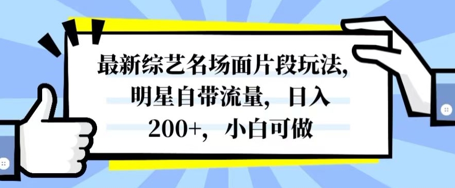 最新综艺名场面片段玩法，明星自带流量，日入200+，小白可做【揭秘】-第二象限