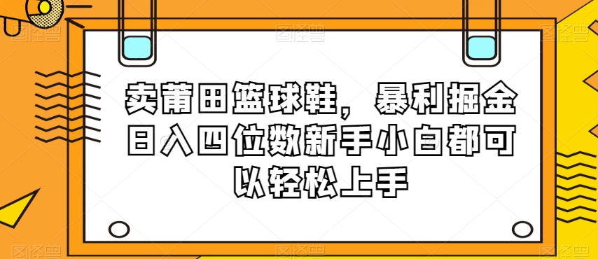 卖莆田篮球鞋，暴利掘金日入四位数新手小白都可以轻松上手【揭秘】-第二象限