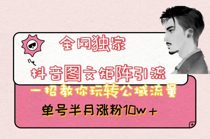 全网独家抖音图文矩阵引流，一招教你玩转公域流量，单号半月涨粉10w+【揭秘】-第二象限