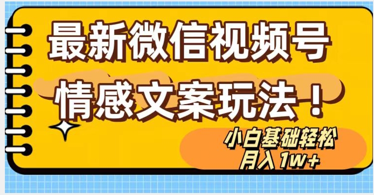 微信视频号情感文案最新玩法，小白轻松月入1万+无脑搬运【揭秘】-第二象限
