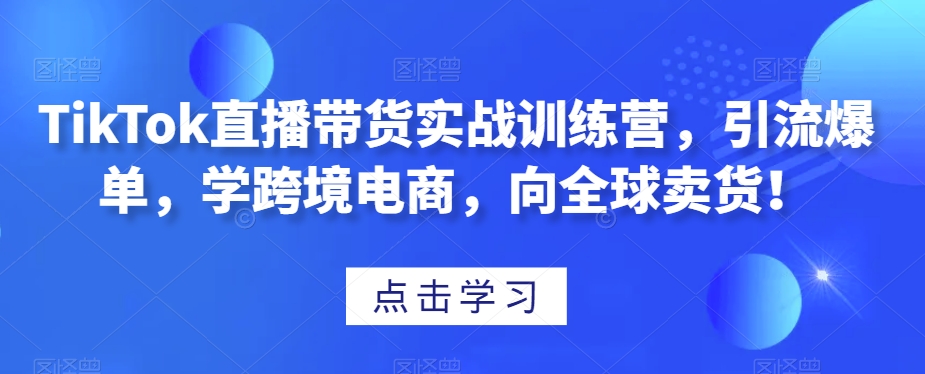 TikTok直播带货实战训练营，引流爆单，学跨境电商，向全球卖货！-第二象限