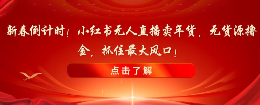 新春倒计时！小红书无人直播卖年货，无货源撸金，抓住最大风口【揭秘】-第二象限