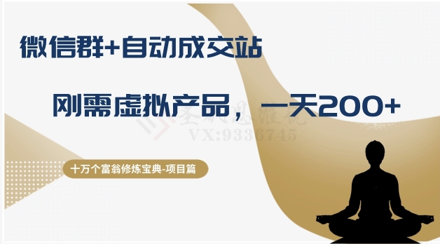 十万个富翁修炼宝典之8.微信群+自动成交站，刚需虚拟产品，一天200+-第二象限