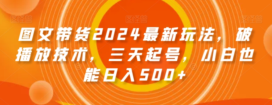 图文带货2024最新玩法，破播放技术，三天起号，小白也能日入500+【揭秘】-第二象限