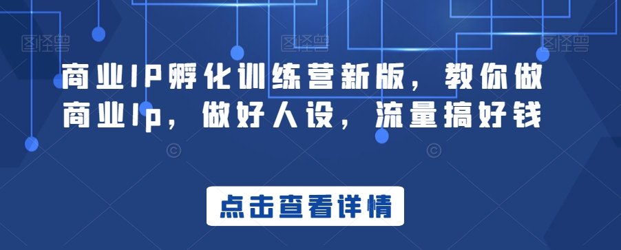商业IP孵化训练营新版，教你做商业Ip，做好人设，流量搞好钱-第二象限