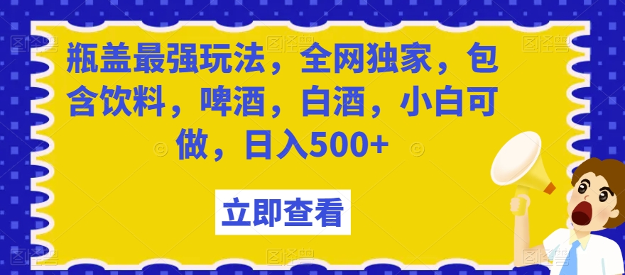 瓶盖最强玩法，全网独家，包含饮料，啤酒，白酒，小白可做，日入500+【揭秘】-第二象限