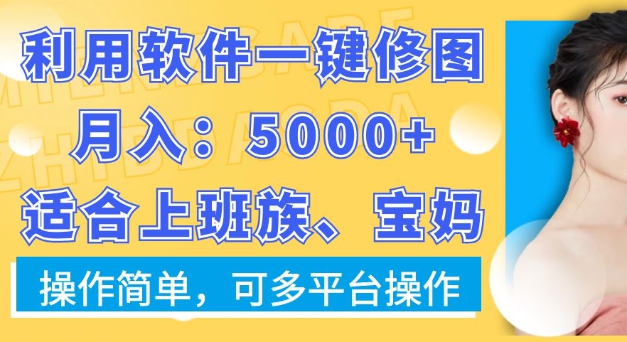 利用软件一键修图月入5000+，适合上班族、宝妈，操作简单，可多平台操作【揭秘】-第二象限