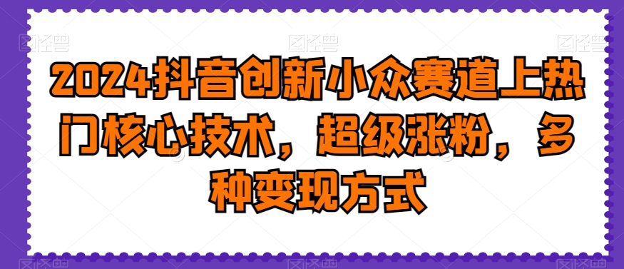 2024抖音创新小众赛道上热门核心技术，超级涨粉，多种变现方式【揭秘】-第二象限