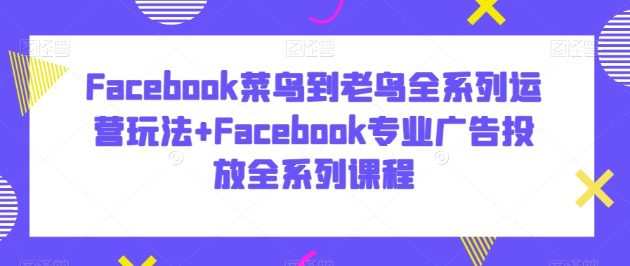 Facebook菜鸟到老鸟全系列运营玩法+Facebook专业广告投放全系列课程-第二象限