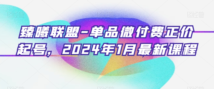 臻曦联盟-单品微付费正价起号，2024年1月最新课程-第二象限