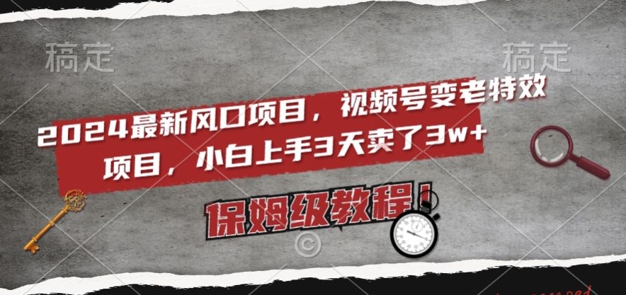 2024最新风口项目，视频号变老特效项目，电脑小白上手3天卖了3w+，保姆级教程【揭秘】-第二象限