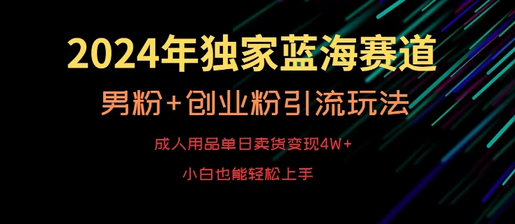 2024年独家蓝海赛道，成人用品单日卖货变现4W+，男粉+创业粉引流玩法，不愁搞不到流量【揭秘】-第二象限