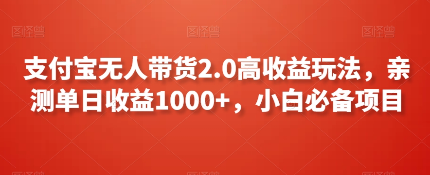 支付宝无人带货2.0高收益玩法，亲测单日收益1000+，小白必备项目【揭秘】-第二象限