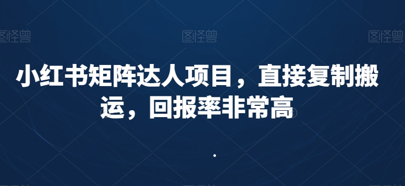 小红书矩阵达人项目，直接复制搬运，回报率非常高-第二象限