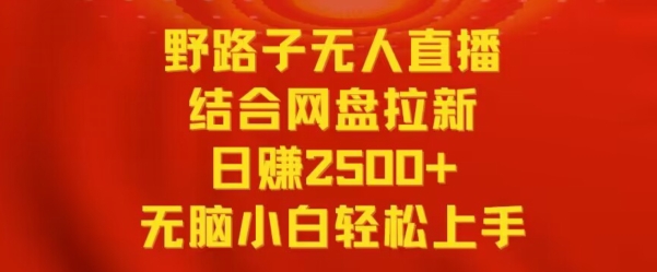野路子无人直播结合网盘拉新，日赚2500+，小白无脑轻松上手【揭秘】-第二象限