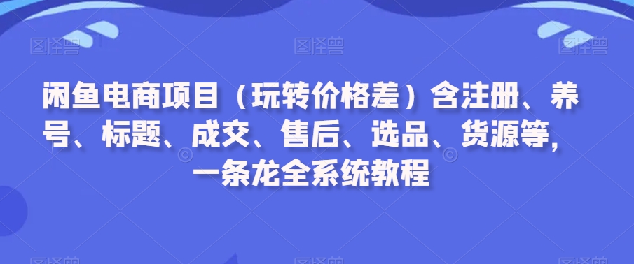 闲鱼电商项目（玩转价格差）含注册、养号、标题、成交、售后、选品、货源等，一条龙全系统教程-第二象限