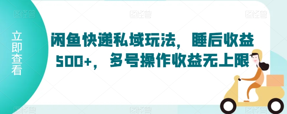 闲鱼快递私域玩法，睡后收益500+，多号操作收益无上限【揭秘】-第二象限