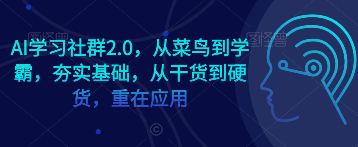 AI学习社群2.0，从菜鸟到学霸，夯实基础，从干货到硬货，重在应用-第二象限