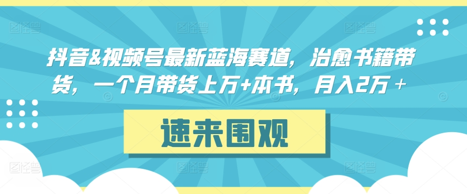 抖音&视频号最新蓝海赛道，治愈书籍带货，一个月带货上万+本书，月入2万＋【揭秘】-第二象限
