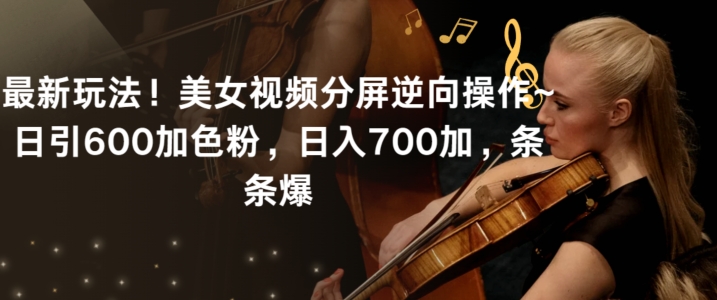 最新玩法！美女视频分屏逆向操作~日引600加色粉，日入700加，条条爆【揭秘】-第二象限