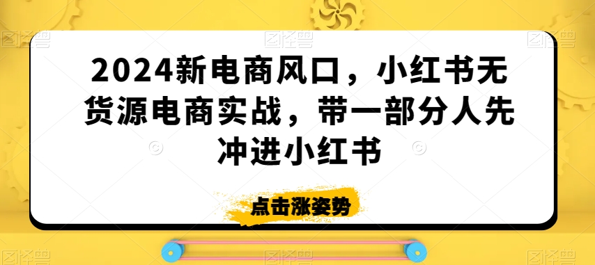 2024新电商风口，小红书无货源电商实战，带一部分人先冲进小红书-第二象限