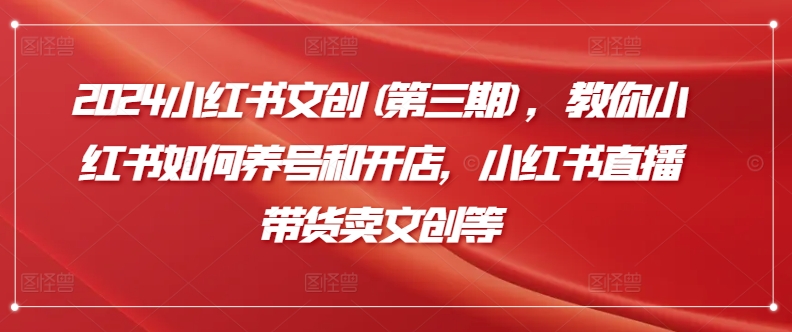 2024小红书文创(第三期)，教你小红书如何养号和开店，小红书直播带货卖文创等-第二象限