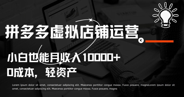 拼多多虚拟店铺运营小白也能月收入10000+【揭秘】-第二象限