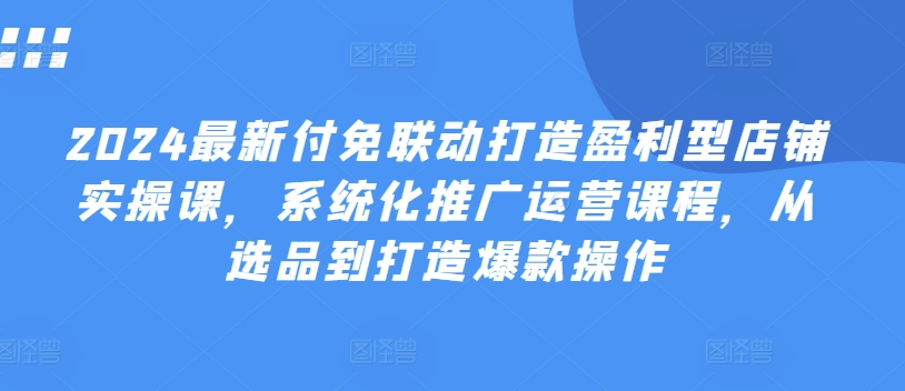 2024最新付免联动打造盈利型店铺实操课，​系统化推广运营课程，从选品到打造爆款操作-第二象限
