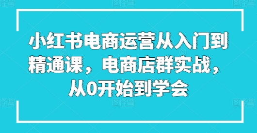 小红书电商运营从入门到精通课，电商店群实战，从0开始到学会-第二象限