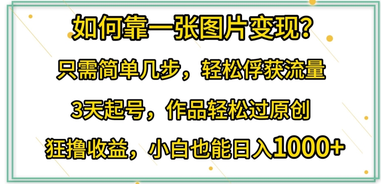 如何靠一张图片变现?只需简单几步，轻松俘获流量，3天起号，作品轻松过原创【揭秘】-第二象限