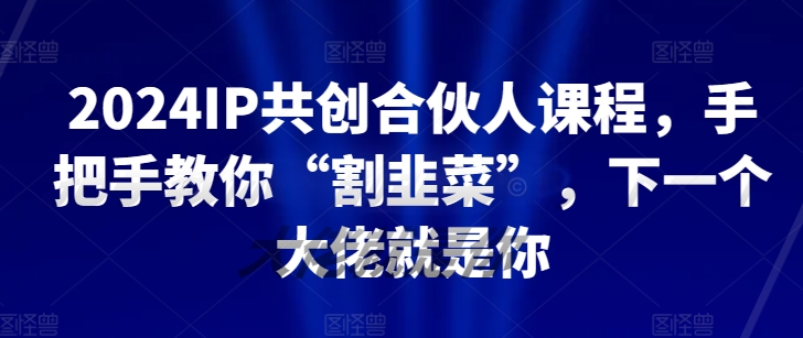 2024IP共创合伙人课程，手把手教你“割韭菜”，下一个大佬就是你-第二象限