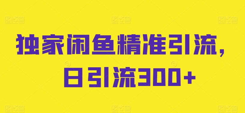 独家闲鱼精准引流，日引流300+【揭秘】-第二象限