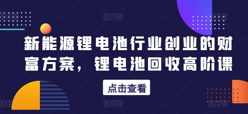 新能源锂电池行业创业的财富方案，锂电池回收高阶课-第二象限