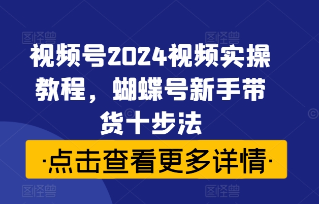 视频号2024视频实操教程，蝴蝶号新手带货十步法-第二象限
