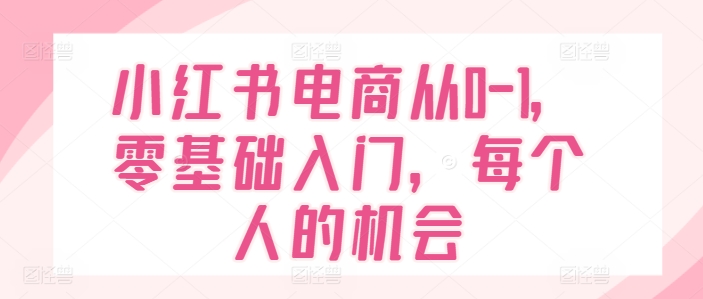 小红书电商从0-1，零基础入门，每个人的机会-第二象限