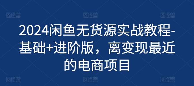 2024闲鱼无货源实战教程-基础+进阶版，离变现最近的电商项目-第二象限