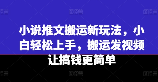 小说推文搬运新玩法，小白轻松上手，搬运发视频让搞钱更简单-第二象限
