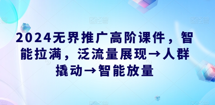 2024无界推广高阶课件，智能拉满，泛流量展现→人群撬动→智能放量-第二象限