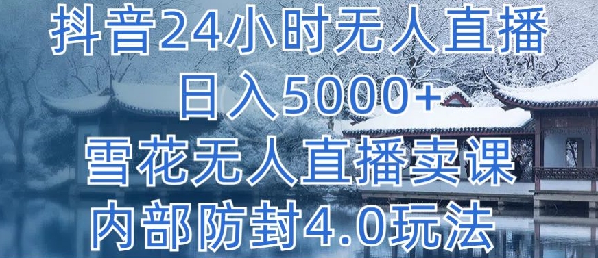 抖音24小时无人直播 日入5000+，雪花无人直播卖课，内部防封4.0玩法【揭秘】-第二象限