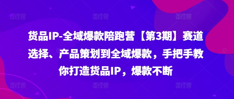 货品IP全域爆款陪跑营【第3期】赛道选择、产品策划到全域爆款，手把手教你打造货品IP，爆款不断-第二象限