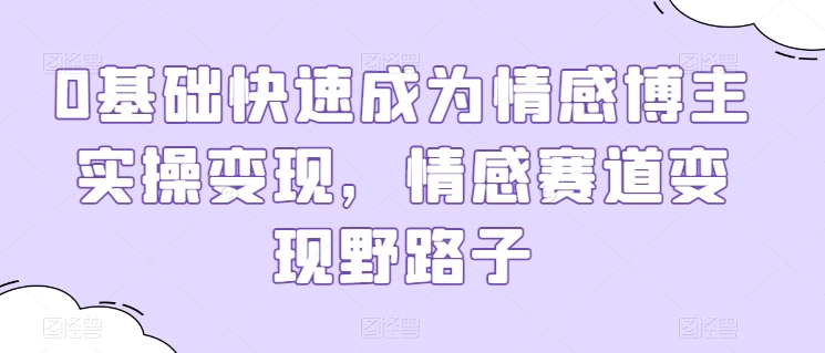 0基础快速成为情感博主实操变现，情感赛道变现野路子-第二象限