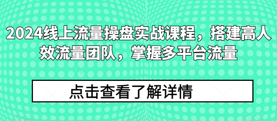 2024线上流量操盘实战课程，搭建高人效流量团队，掌握多平台流量-第二象限