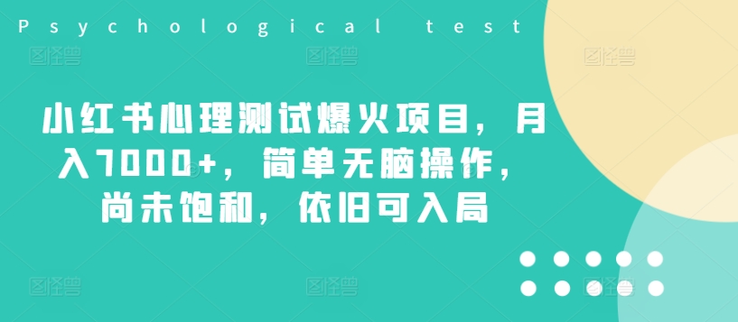小红书心理测试爆火项目，月入7000+，简单无脑操作，尚未饱和，依旧可入局-第二象限